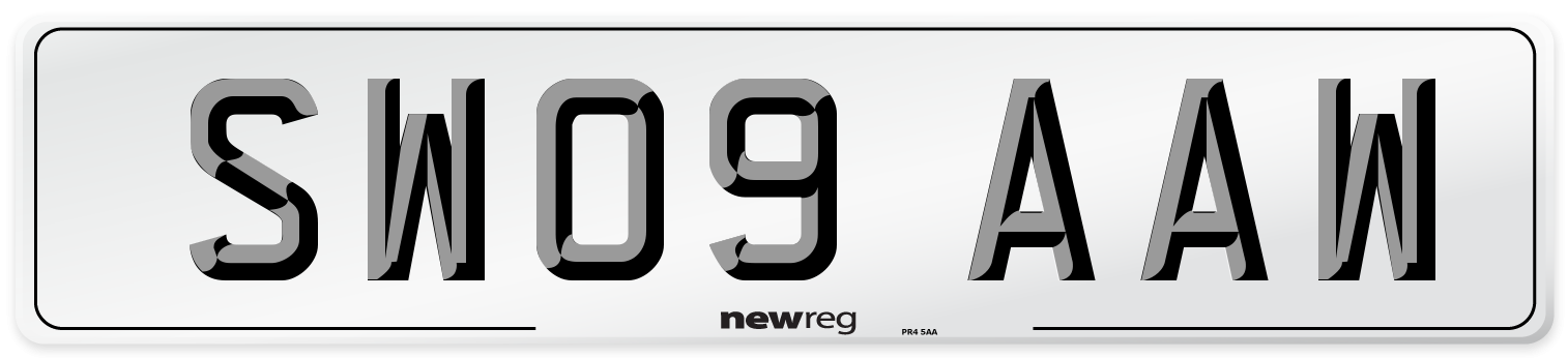 SW09 AAW Number Plate from New Reg